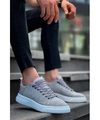 KB-X204 Kuback Gri Keten Beyaz Yüksek Taban Günlük Erkek Spor Ayakkabı