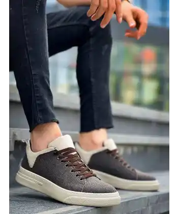 KB-X204 Kuback Taba Bej Keten Bej Yüksek Taban Günlük Erkek Spor Ayakkabı