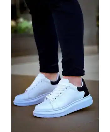 KB-X500  Kuback Bağcıklı Beyaz Siyah  Günlük Erkek Ayakkabı