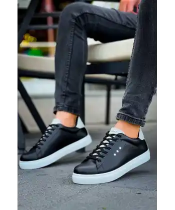 KB-X7  Kuback Siyah Gri Yüksek Taban Bağcıklı Günlük Erkek Ayakkabı