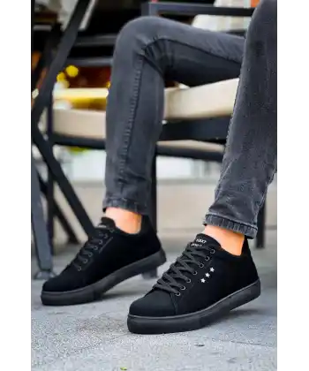 KB-X7  Kuback Siyah Süet Yüksek Siyah Taban Bağcıklı Günlük Erkek Ayakkabı