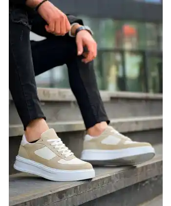 KB-X8 Kuback Bej Keten Süet Yüksek Taban Günlük Spor Ayakkabı