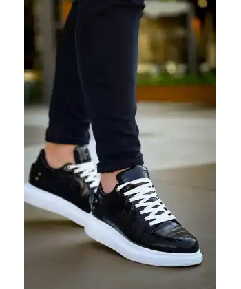 KB047  Kuback SİYAH Crocodile Günlük Erkek  Ayakkabı