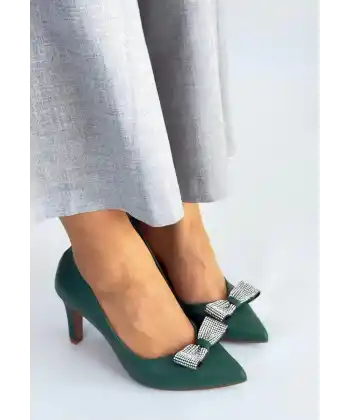 Keana Yeşil Cilt Topuklu Ayakkabı