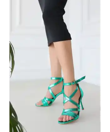 Mariya Turkuaz Cilt Topuklu Ayakkabı