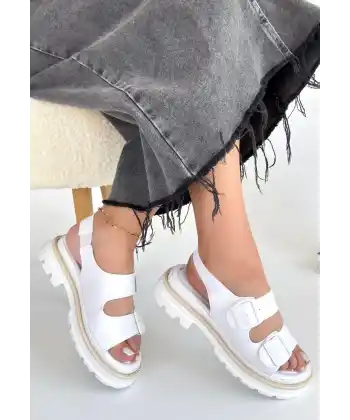 Milta Beyaz Cilt Sandalet