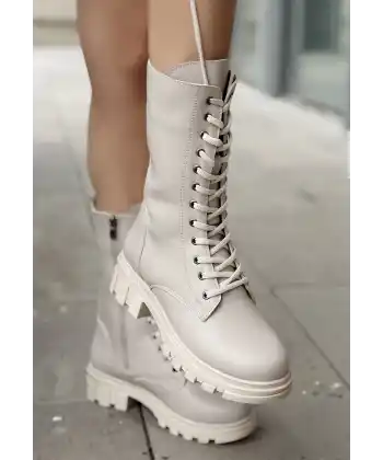 Nabah Bej Cilt Bağcıklı Bot