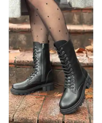 Nabah Siyah Cilt Bağcıklı Bot