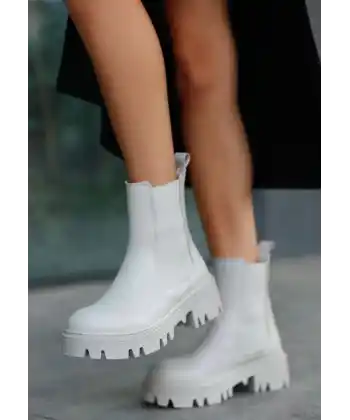 Ninle Bej Cilt Topuklu Bot