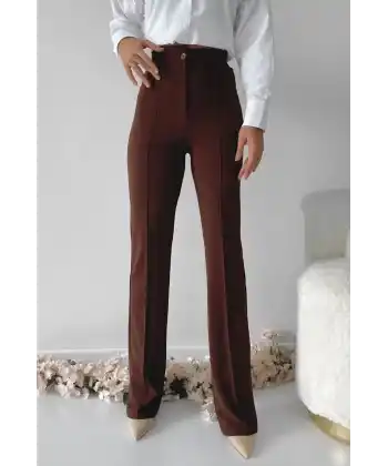 Önü cumalı ithal krep pantolon