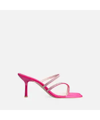 Oyra Fuşya Saten Topuklu Terlik