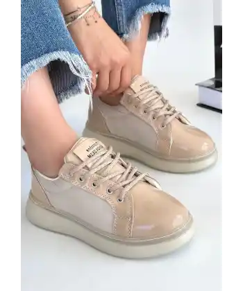 Piona Bej Rugan Bağcıklı Spor Ayakkabı