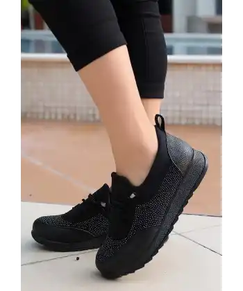 Plani Siyah Cilt Babet Ayakkabı