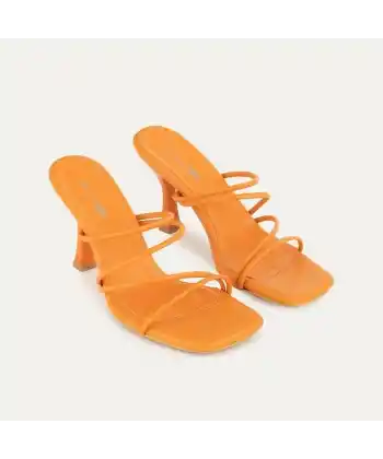 Sabıo Turuncu Cilt Topuklu Terlik