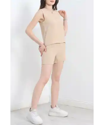 Şortlu Ayrobin takım bej