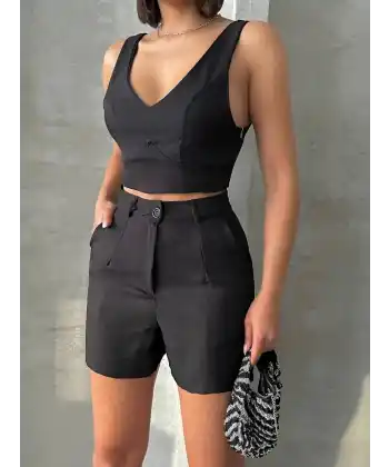 Şortlu keten takım s255014