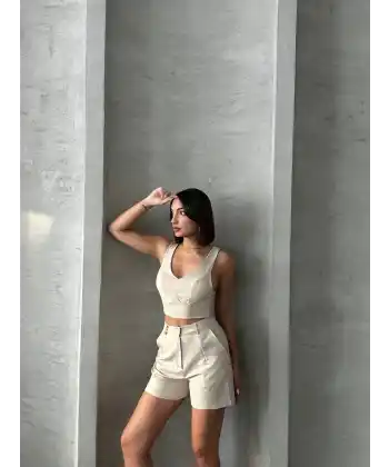 Şortlu keten takım s255014