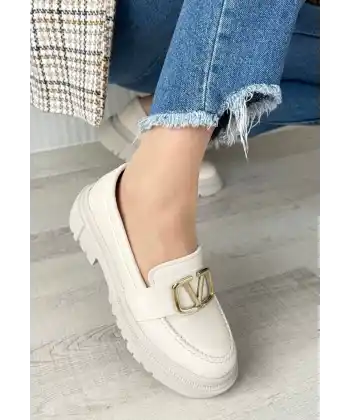 Tinea Bej Cilt Oxford Ayakkabı