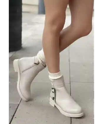 Wiota Bej Cilt Topuklu Bot