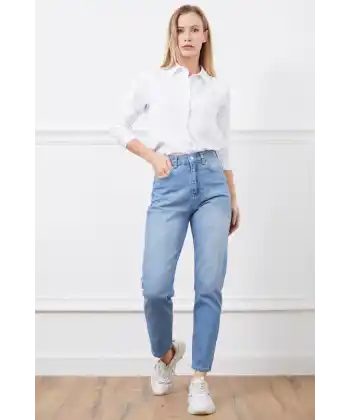 Yüksek bel mom jean pantolon