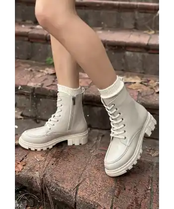 Yuran Bej Cilt Bağcıklı Bot