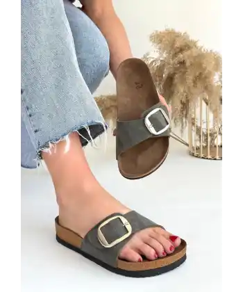 Zooy Yeşil Nubuk Terlik