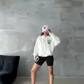 3 iplik şardonlu oversize compact kafa baskılı sweat beyaz