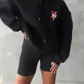 3 iplik şardonlu oversize compact ördek baskılı sweat siyah