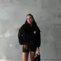 3 iplik şardonlu oversize compact ördek baskılı sweat siyah