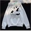 3 iplik şardonlu oversize compact peluş baskılı sweat beyaz