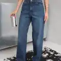Arkadan tokalı jeans pantolon