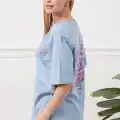 Baskılı tişört mavi