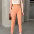 Beli lastikli karamel pantolon