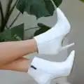 Blan Beyaz Rugan Topuklu Bot
