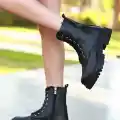 Bria  Siyah Cilt Bağcıklı Bot