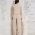 Broşlu yelek pantolon takım bej s255821