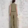 Broşlu yelek pantolon takım haki s255821