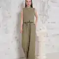 Broşlu yelek pantolon takım haki s255821