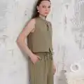 Broşlu yelek pantolon takım haki s255821