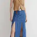 Çift yırtmaçlı jean etek s140