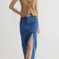 Çift yırtmaçlı jean etek s140