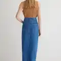 Çift yırtmaçlı jean etek s140