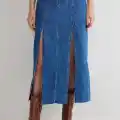 Çift yırtmaçlı jean etek s140