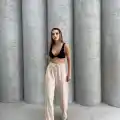 Çımalı keten pantolon