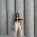Çımalı keten pantolon