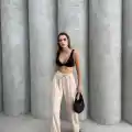 Çımalı keten pantolon