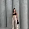 Çımalı keten pantolon