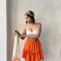 Çingene keten etek turuncu s24808