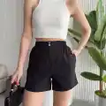 Çıtçıtlı gabardin şort