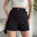 Çıtçıtlı gabardin şort